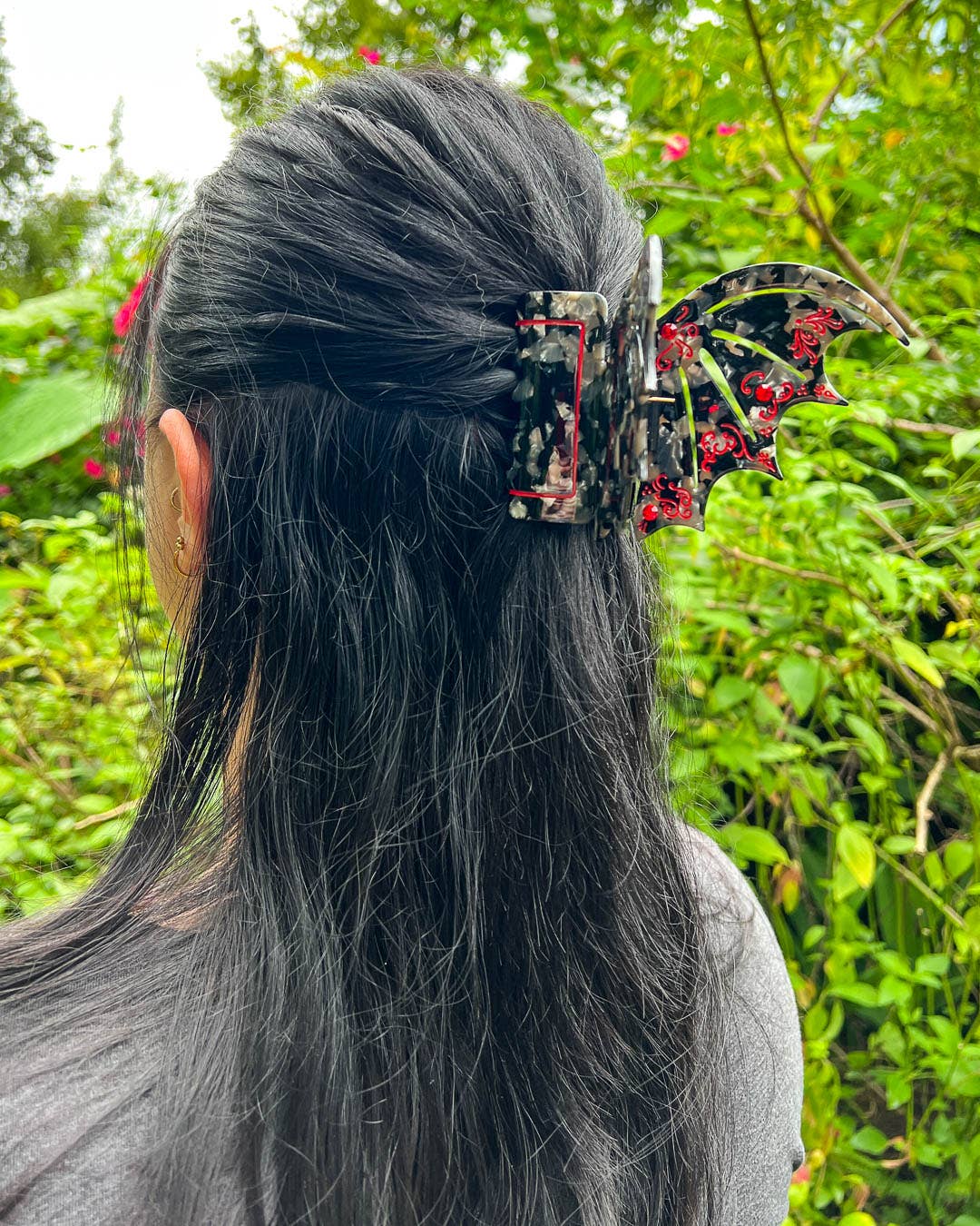 Bat Wing Hair Claw Clip - Red