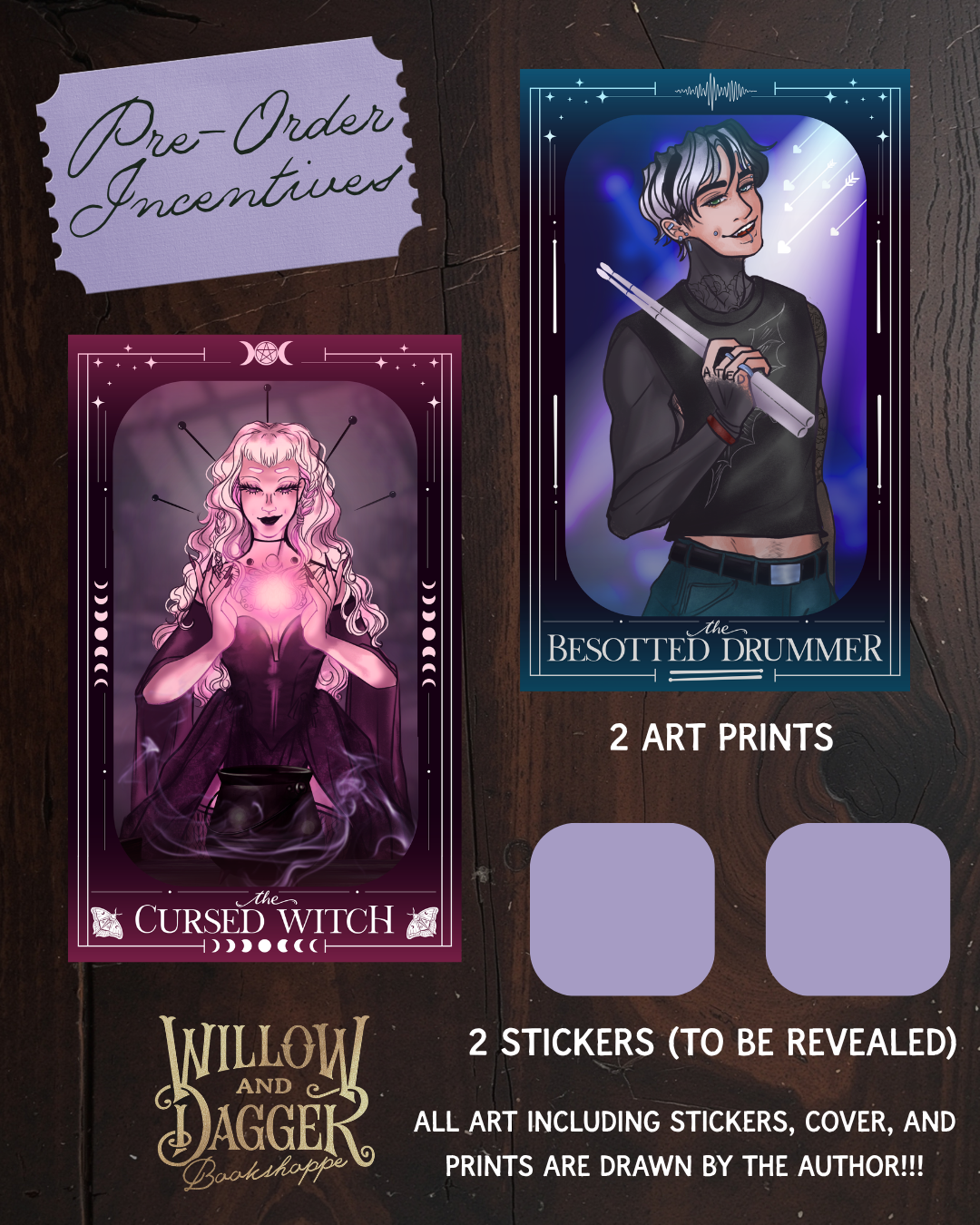 Jinxes and Drumsticks SIGNED BOOKPLATE PRE-ORDER (includes 2 art prints and 2 Stickers)