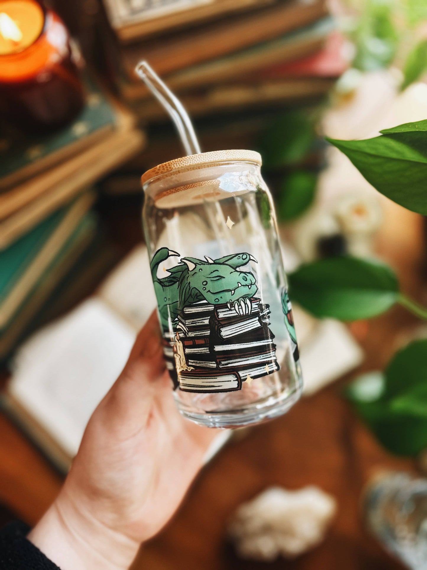 Book Dragon 16oz Glass Cup