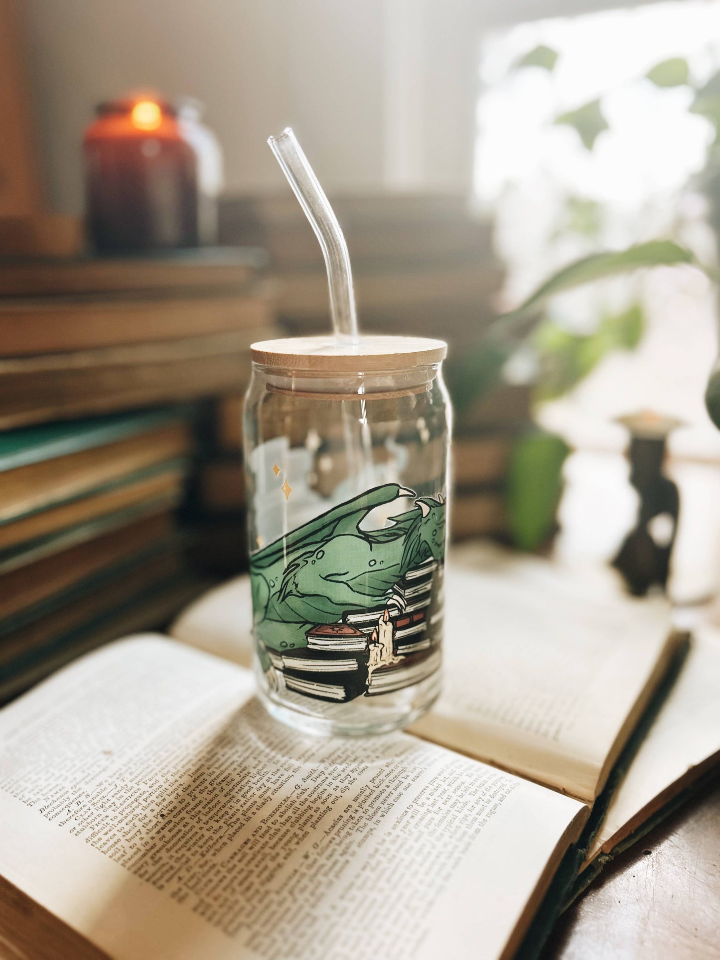 Book Dragon 16oz Glass Cup