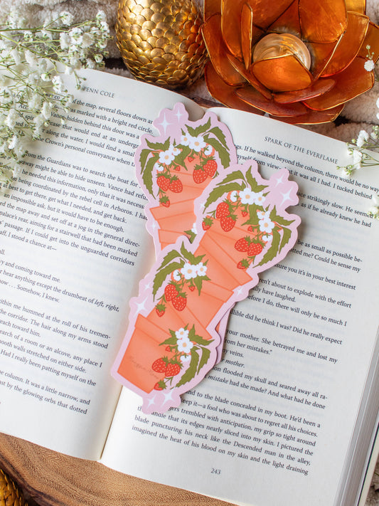 Potted Strawberries Die-Cut Bookmark