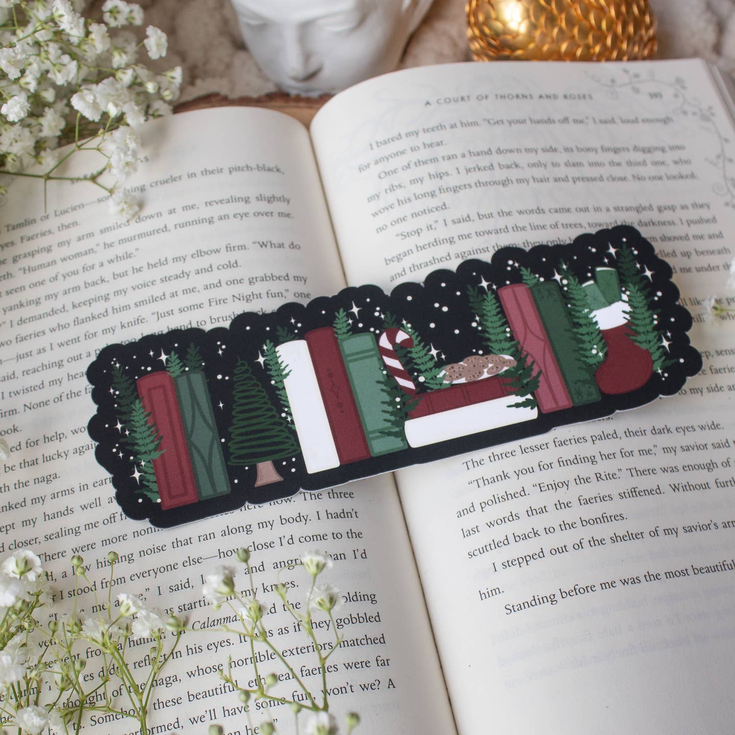 Christmas Bookshelf Die Cut Bookmark | Soft Touch image 0