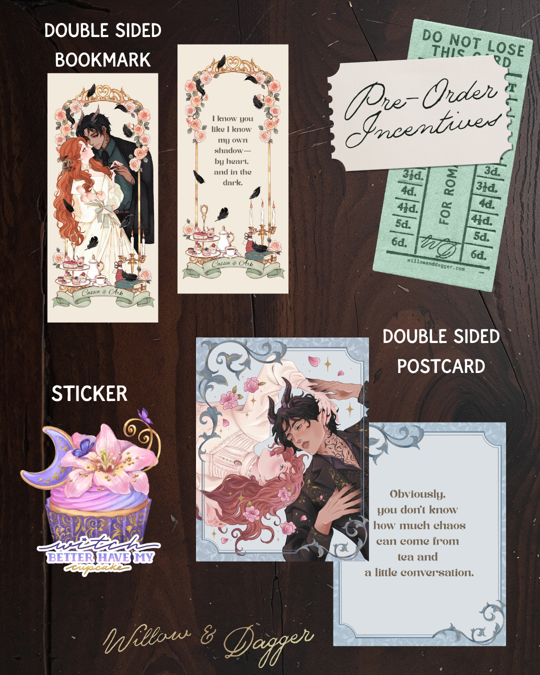 Smoke, Mirrors, and Misdemeanours SIGNED Bookplate PRE-ORDER (includes Sticker, XL Doublesided Bookmark, Double Sided Character Art Postcard)