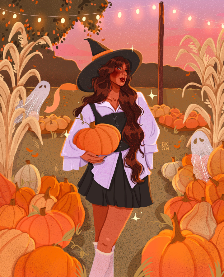 Pumpkin Patch Witch Print