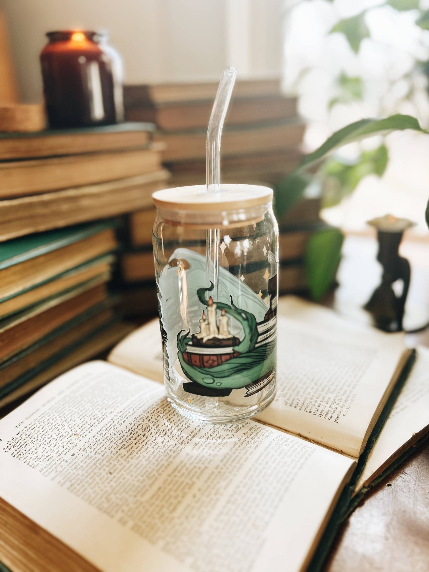 Book Dragon 16oz Glass Cup
