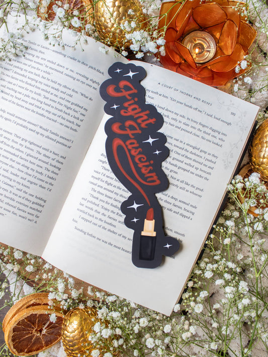 Fight Fascism Red Lipstick Bookmark