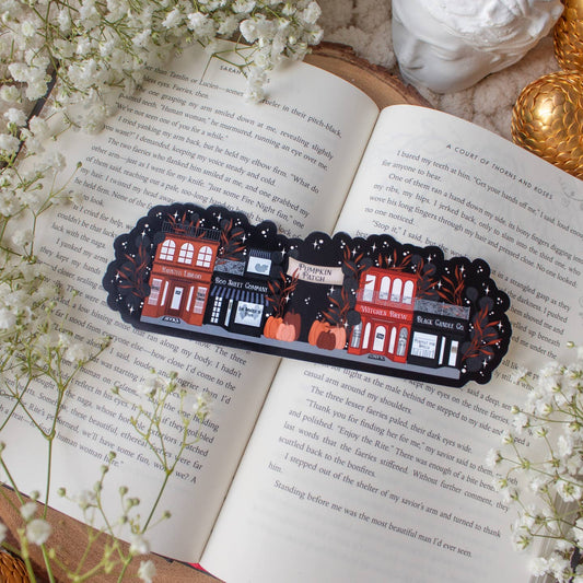 Spooky Street Halloween Village Die Cut Bookmark Soft Touch image 0