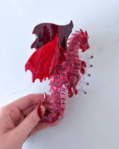 Dragon Hair Claw Clip - Large Red