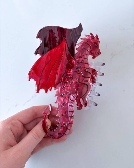 Dragon Hair Claw Clip - Large Red
