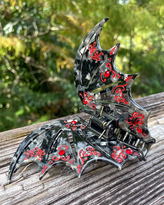 Bat Wing Hair Claw Clip - Red