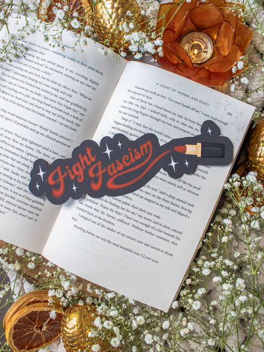 Fight Fascism Red Lipstick Bookmark