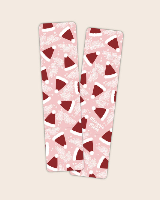 Pink Santa Hats Christmas Bookmark | Glossy