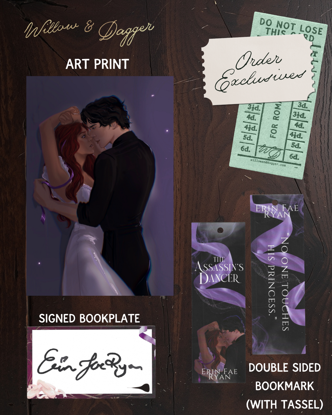 The Assassin's Dancer (Twelve Dancing Princeses Book 1) SIGNED BOOKPLATE (Includes an Art Print and a Bookmark)