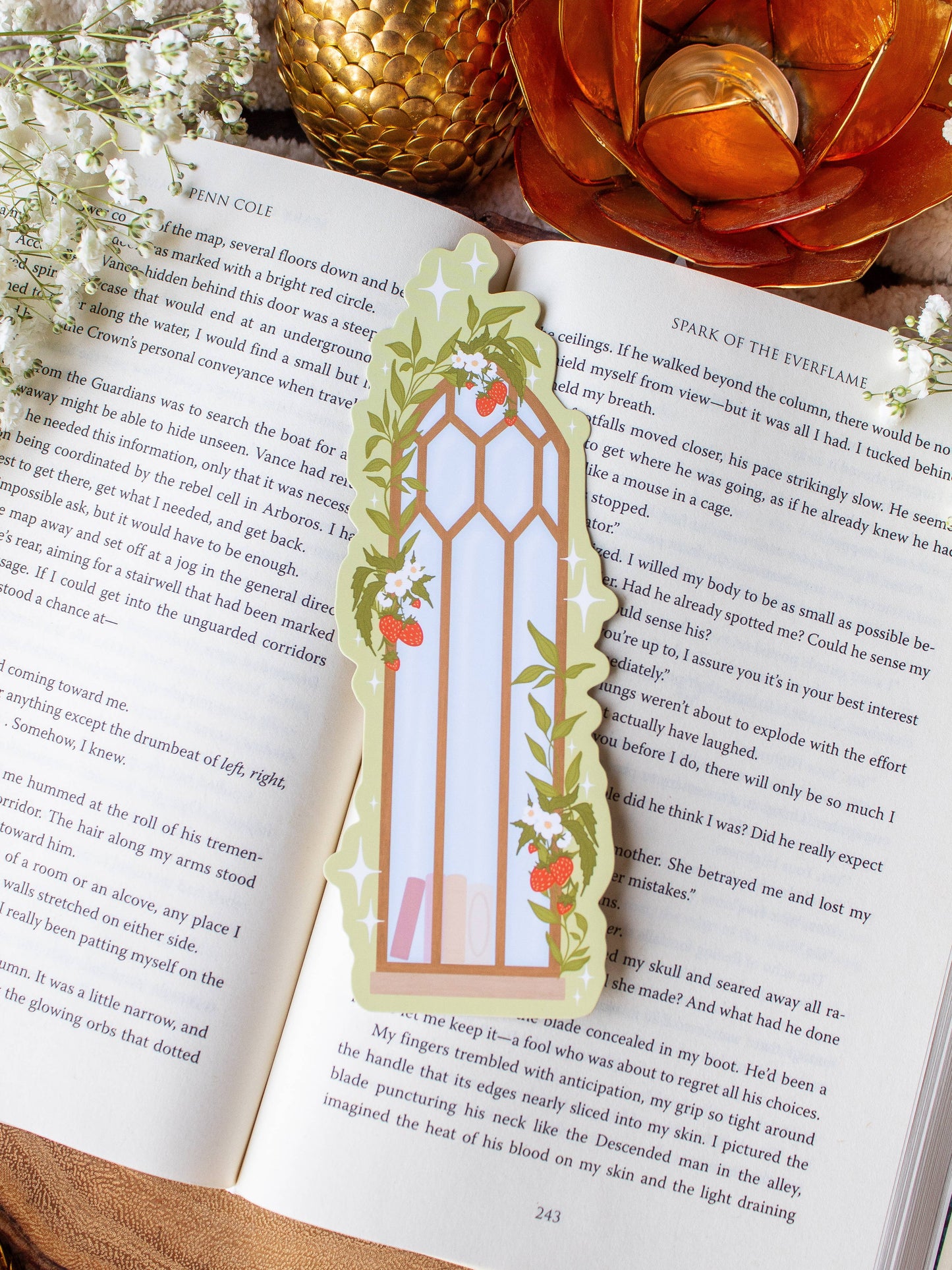 Strawberry Window Die-Cut Bookmark