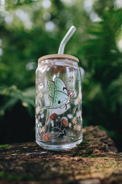 Luna Moth 16oz Glass Cup