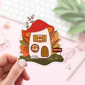 Mushroom Bookstore Sticker image 0