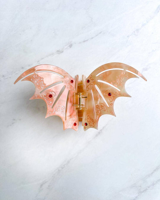 Bat Wing Hair Claw Clip - Pastel Red