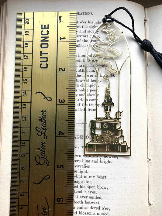 Cathedral Candlestick Metal Brass Bookmark