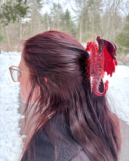 Dragon Hair Claw Clip - Large Red