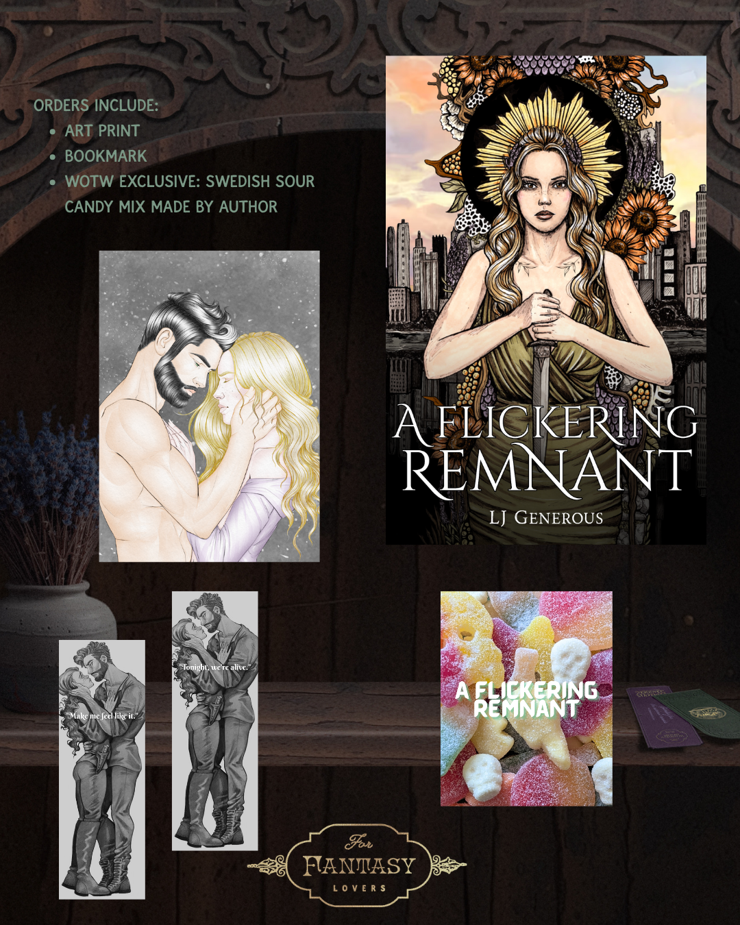 Witch of the Week: A Flickering Remnant SIGNED (includes an Art Print, Bookmark, and a bag of Swedish sour candy)