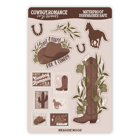 Cowboy Romance Waterproof Vinyl Sticker Sheet image 0