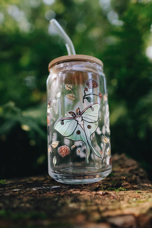 Luna Moth 16oz Glass Cup