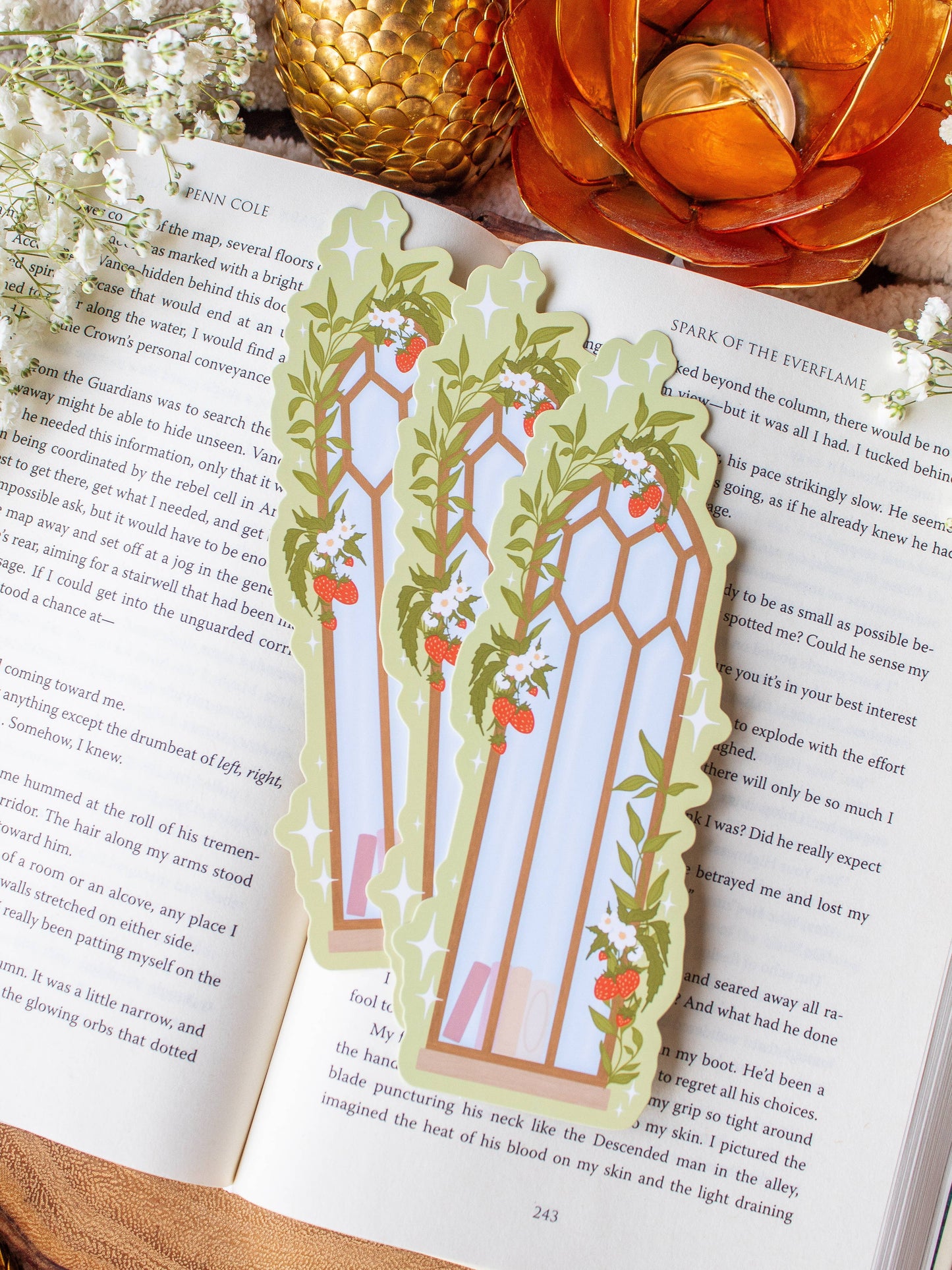 Strawberry Window Die-Cut Bookmark