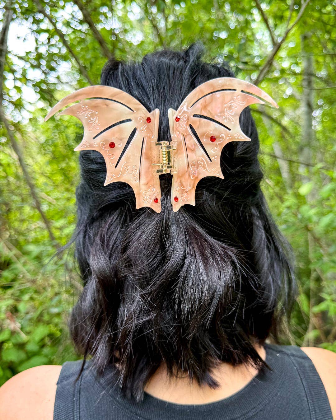 Bat Wing Hair Claw Clip - Pastel Red
