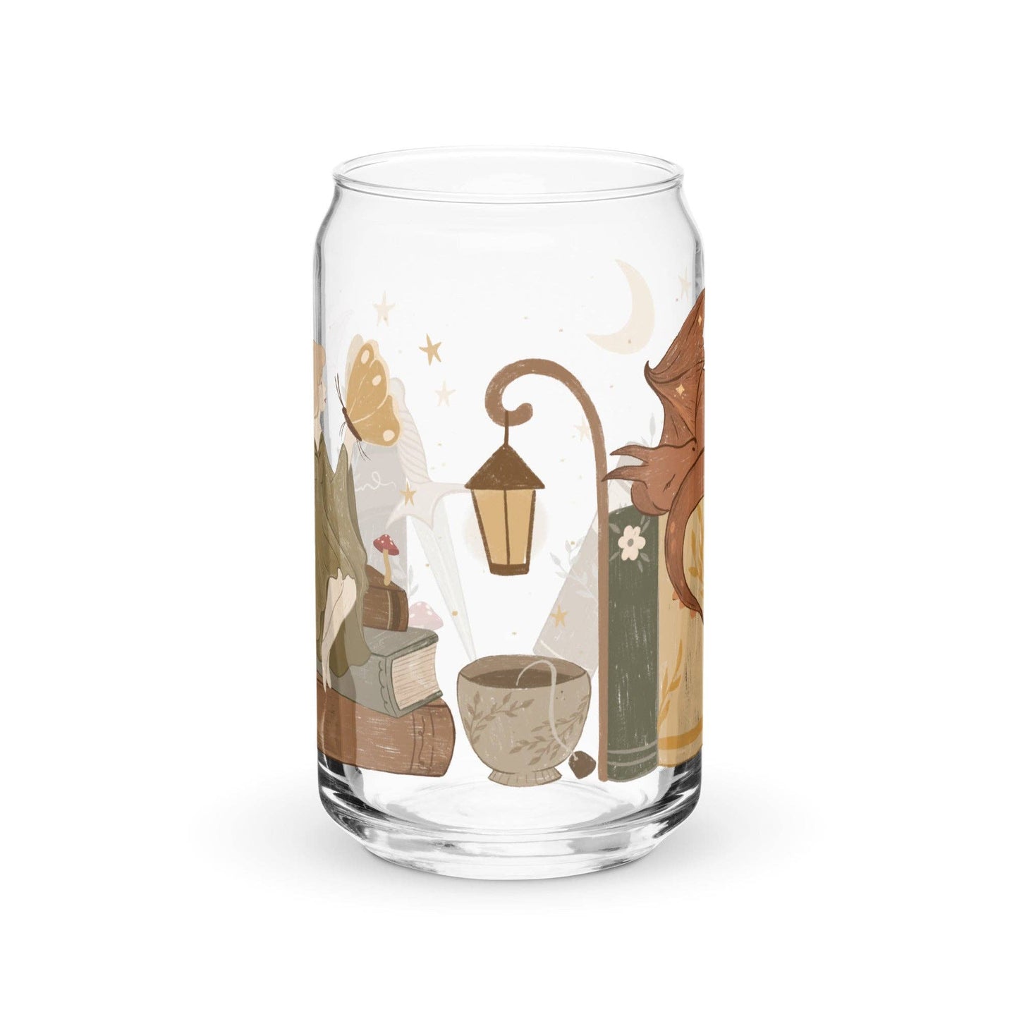 Fantasy Reader Fairy and Dragon 16 oz. Glass Cup