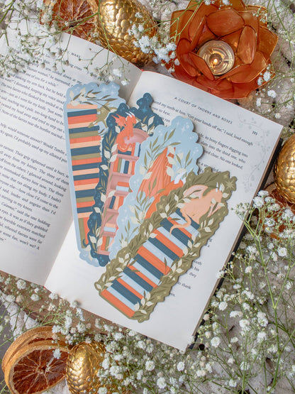 Arched Bookshelf Little Book Dragons Fantasy Bookmark