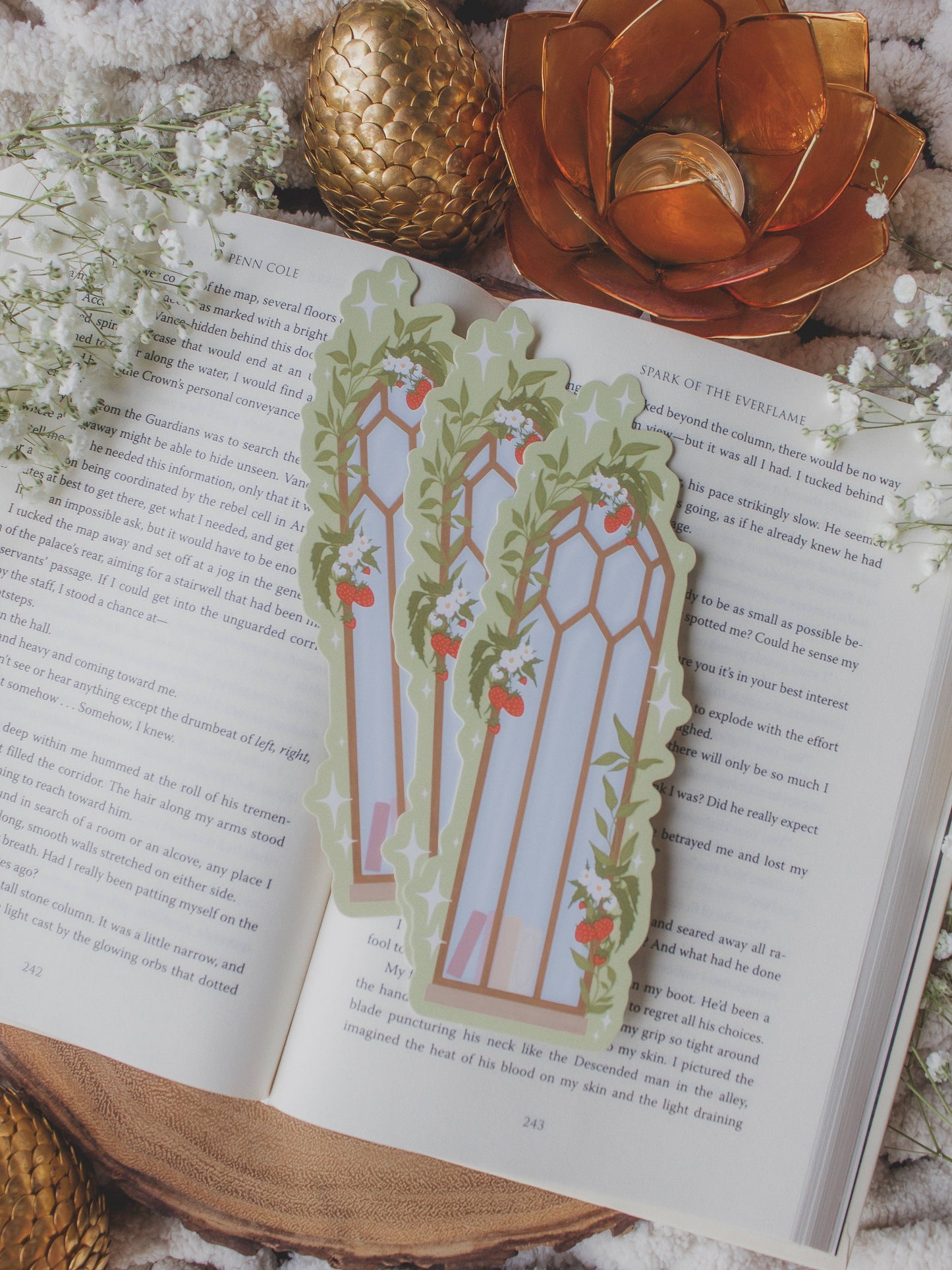 Strawberry Window Die-Cut Bookmark
