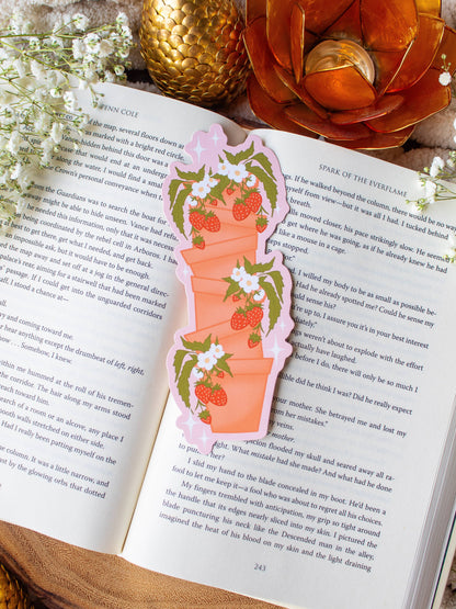 Potted Strawberries Die-Cut Bookmark