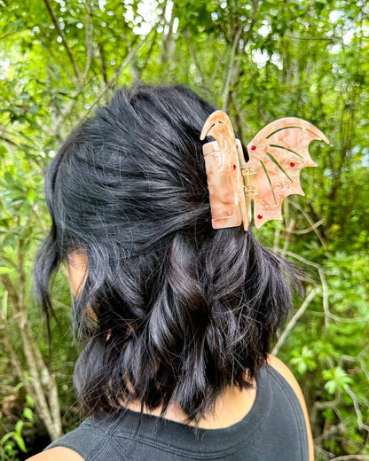 Bat Wing Hair Claw Clip - Pastel Red