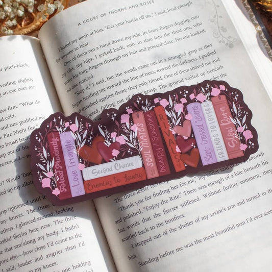 Romance Bookshelf Die Cut Bookmark | Soft Touch image 0