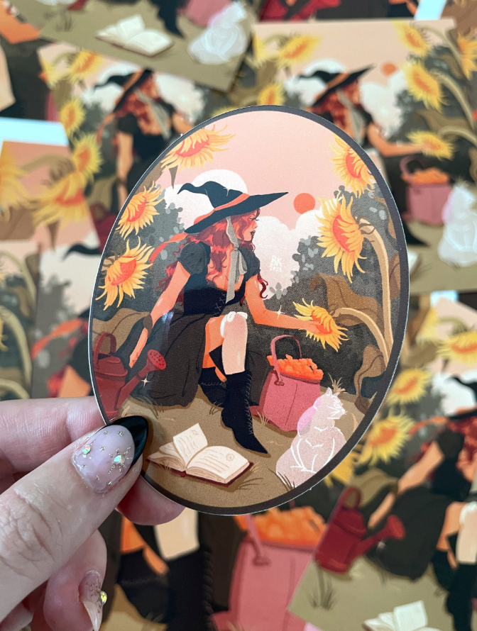 Gardening Witch Sticker