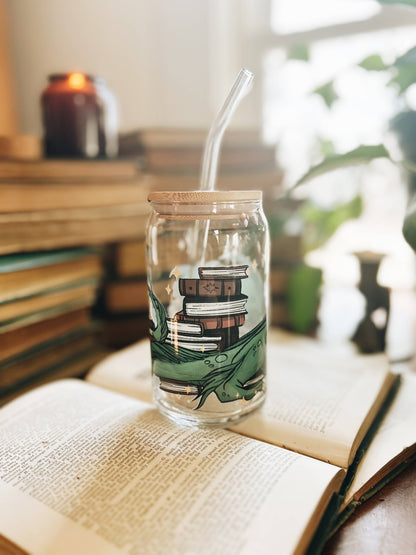 Book Dragon 16oz Glass Cup